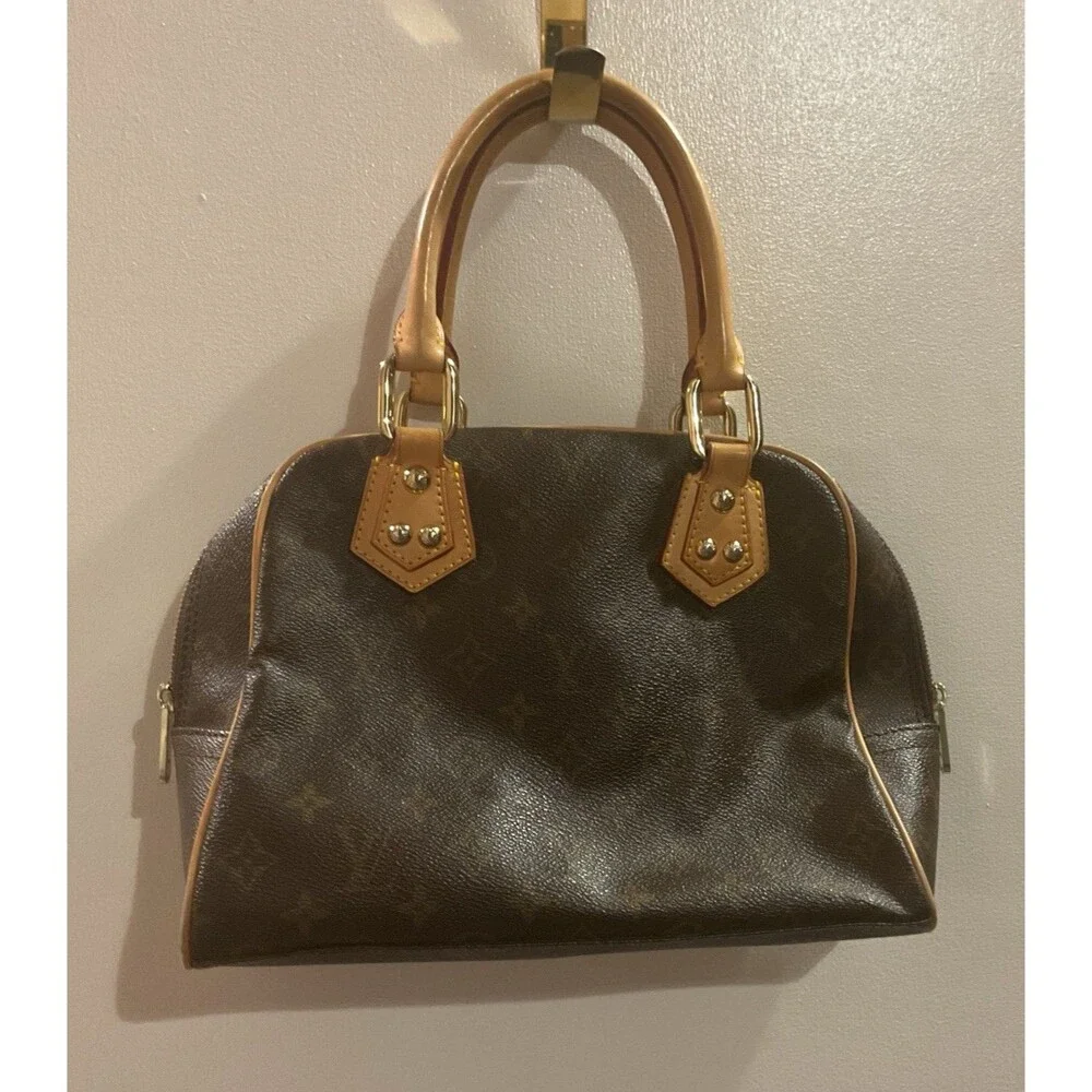 Louis Vuitton Manhattan Top Handle Bag PM Brown Canvas